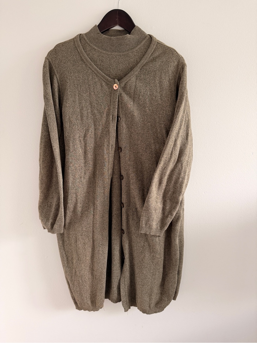 J.Jill Long Open-Front Cardigan Twinset Olive Green SP